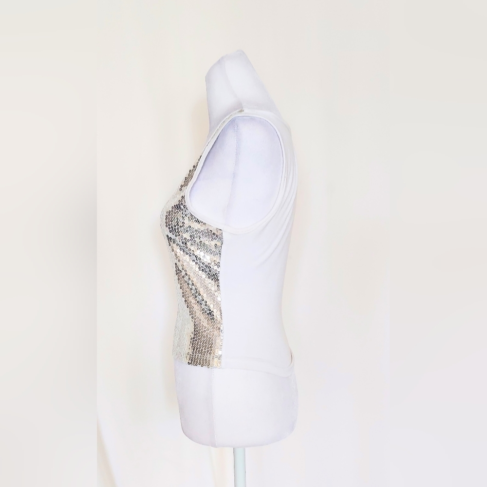 Wet Seal Sequined Cropped Tank Top White Size Small - Picture 4 of 7